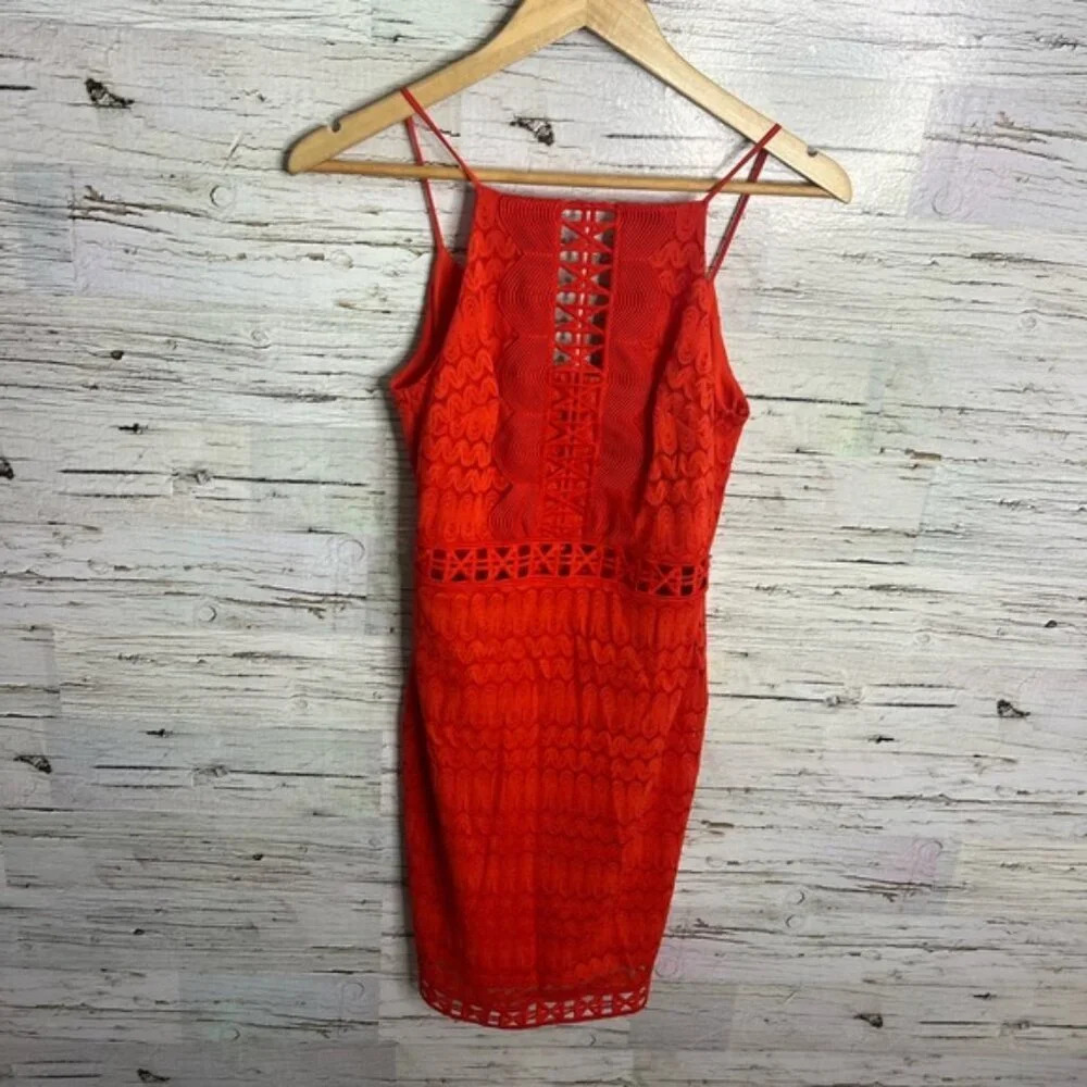 Topshop size 4 orange dress  cut out midi
